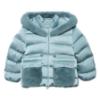 Picture of Abel & Lula Girls Satin Coat With Hood & Faux Fur Trims - Aqua