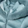 Picture of Abel & Lula Girls Satin Coat With Hood & Faux Fur Trims - Aqua