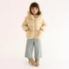 Picture of Abel & Lula Girls Satin Coat With Hood & Faux Fur Trims - Almond