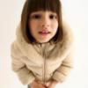 Picture of Abel & Lula Girls Satin Coat With Hood & Faux Fur Trims - Almond