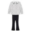 Picture of Abel & Lula Girls Bow Blouse & Flared Ribbed Leggings Set X 2 - Ivory Black