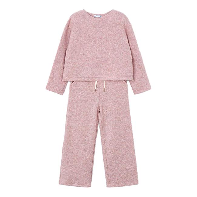 Picture of Mayoral Girls Winter Glitter Bow Top & Wide Leg Pants Set X 2 - Dark Pink