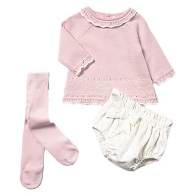 Picture of Mayoral Newborn Baby Winter Sweater Jampants Tights Set X 3 - Quartz Pink