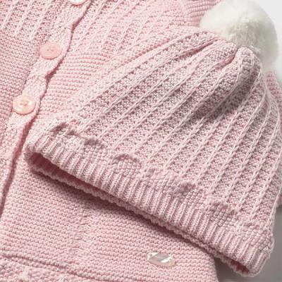 Picture of Mayoral Newborn Baby Winter Knitted Coat & Hat Set X 2 - Quartz Pink