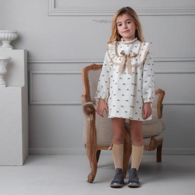 Picture of Rochy Girls Motas Collection Ruffle Dress - Ivory Beige