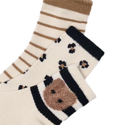 Picture of Mayoral Girls Winter Teddy Ankle Socks Set X 3 - Beige Black