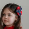 Picture of Miranda Baby Girls Velvet Bow Rosette Hairclip - Red Navy