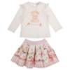 Picture of Monnalisa Bebe Girls Bear Ruffle Top & Skirt Set X 2 - Ivory Pink
