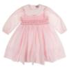 Picture of Sarah Louise Girls Smocked Bodice Wide Collar Dress - Pale Pink Beige