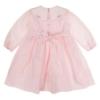 Picture of Sarah Louise Girls Smocked Bodice Wide Collar Dress - Pale Pink Beige