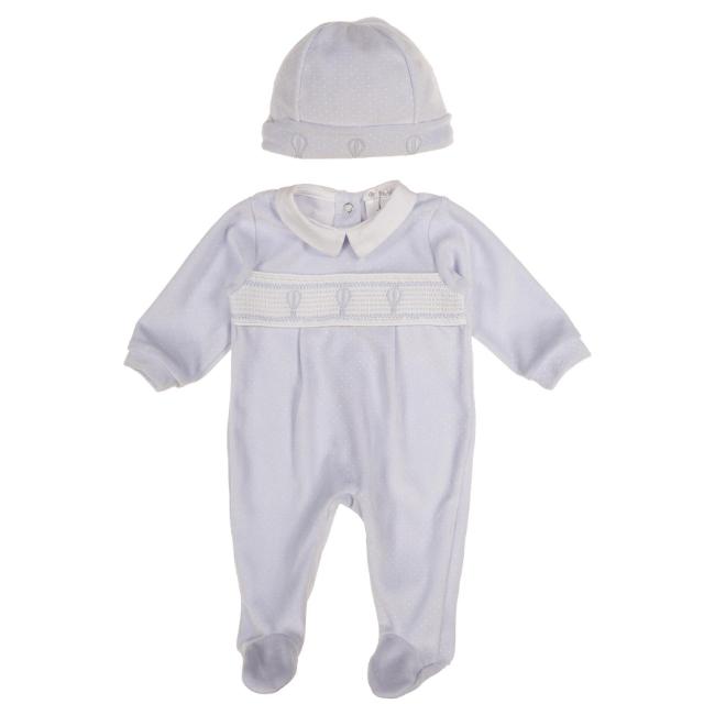 Picture of Deolinda Baby Boys Magic Balloon Smocked Sleepsuit & Hat Set X 2 - Blue