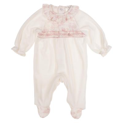 Picture of Deolinda Baby Girls Romera Smocked Sleepsuit & Hat Set X 2 - Ivory Pink