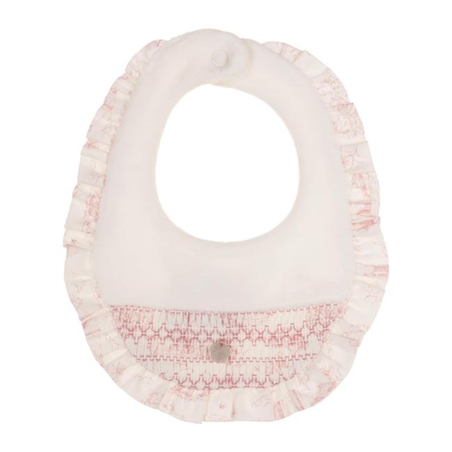 Picture of Deolinda Baby Girls Romera Smocked Velour Bib - Ivory Pink