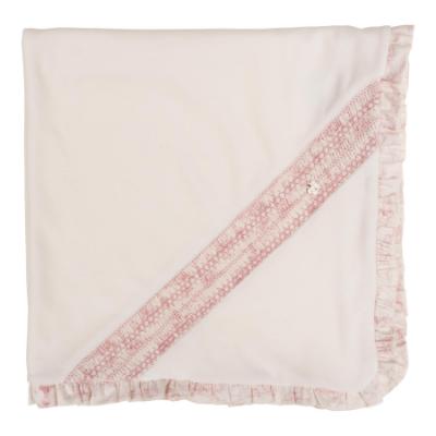 Picture of Deolinda Baby Girls Romera Smocked Velour Blanket - Ivory Pink