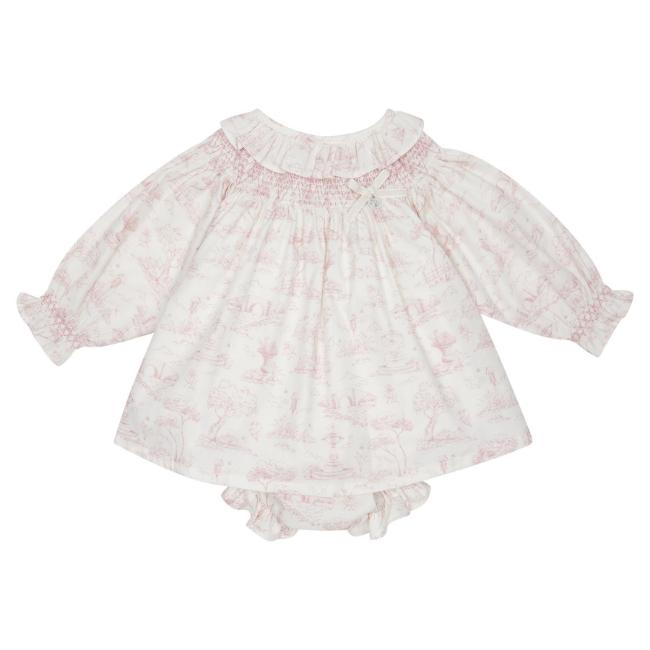 Picture of Deolinda Baby Girls Romera Smocked Dress & Pants Set X 2 - Ivory Pink