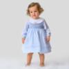 Picture of Sarah Louise Girls Smocked Bodice Wide Collar Dress - Pale Blue Coral
