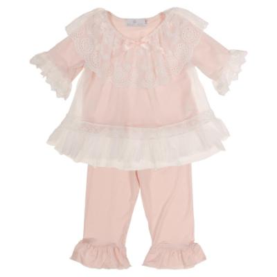 Picture of Beau KiD Girls Lace Ruffle Pyjamas - Pink Ivory