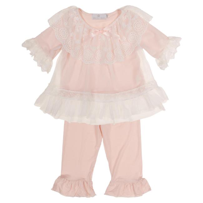 Picture of Beau KiD Girls Lace Ruffle Pyjamas - Pink Ivory
