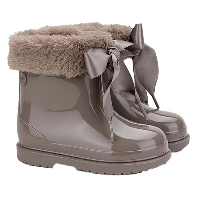 Picture of Igor Bimbi Soft Fur Cuff Ankle Rain Boot - Taupe