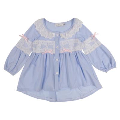 Picture of Beau KiD Girls Lace Ruffle Pyjamas - Blue Ivory