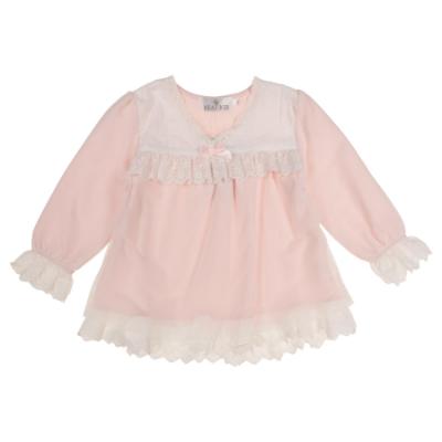 Picture of Beau KiD Girls Broderie Lace Ruffle Pyjamas - Pink Ivory