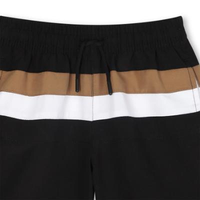 Picture of BOSS Boys Mini Me Block Colour Swim Shorts - Black Beige White