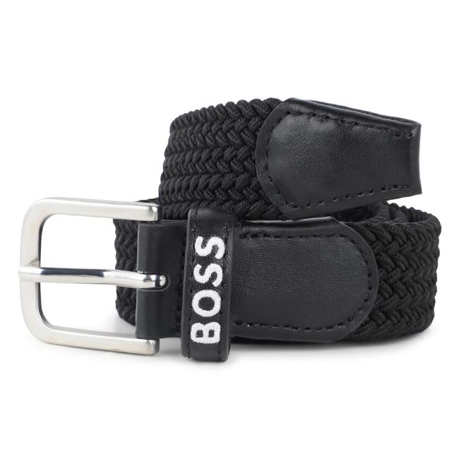 Picture of BOSS Boys Mini Me Braided Belt With Silver Buckle - Black