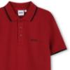 Picture of BOSS Boys Short Sleeve Pique Cotton Polo Top - Grenade Red Black