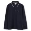 Picture of BOSS Boys Long Sleeve Pique Cotton Polo Top - Navy Blue White