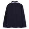 Picture of BOSS Boys Long Sleeve Pique Cotton Polo Top - Navy Blue White