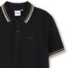 Picture of BOSS Boys Mini Me Short Sleeve Pique Cotton Polo Top - Black Beige White