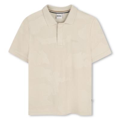 Picture of BOSS Boys Short Sleeve Jacquard Polo Top - Vanilla Cream