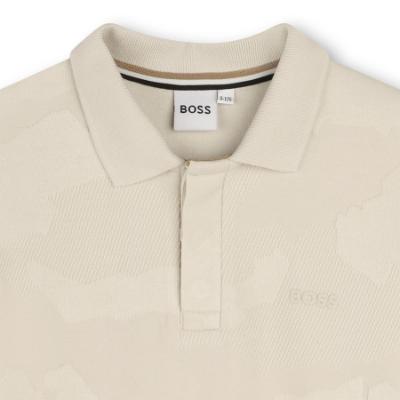 Picture of BOSS Boys Short Sleeve Jacquard Polo Top - Vanilla Cream