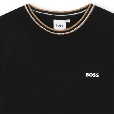 Picture of BOSS Boys Mini Me Short Sleeve Iconic Stripes T-Shirt - Black