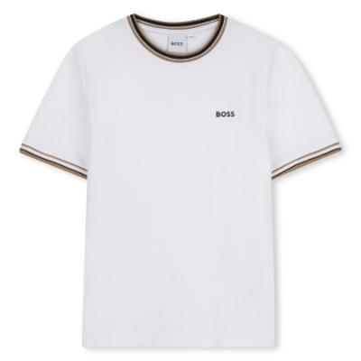 Picture of BOSS Boys Mini Me Short Sleeve Iconic Stripes T-Shirt - White