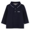 Picture of BOSS Toddler Boys Long Sleeve Pique Cotton Polo Top - Navy White