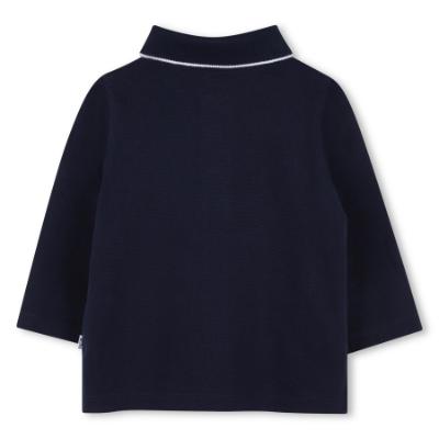 Picture of BOSS Toddler Boys Long Sleeve Pique Cotton Polo Top - Navy White
