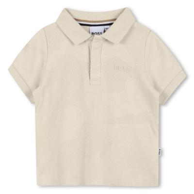 Picture of BOSS Toddler Boys Short Sleeve Jacquard Polo Top - Vanilla Cream