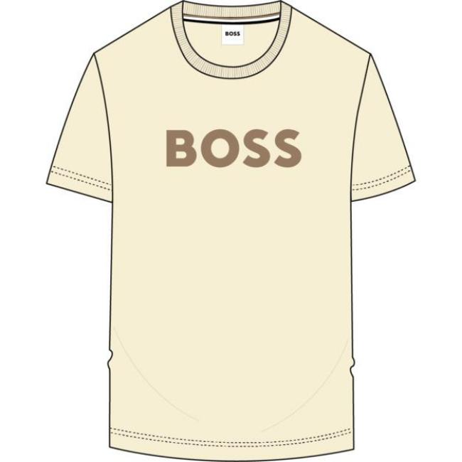 Picture of BOSS Boys Short Sleeve Logo T-Shirt - Vanilla Cream