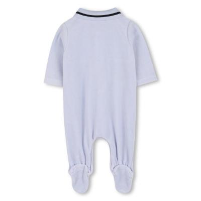 Picture of BOSS Baby Boys Logo Velour Sleepsuit - Pale Blue