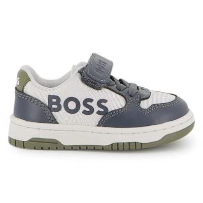 Picture of BOSS Toddler Boys Mini Me Easy On Logo Trainers - Grey White Green