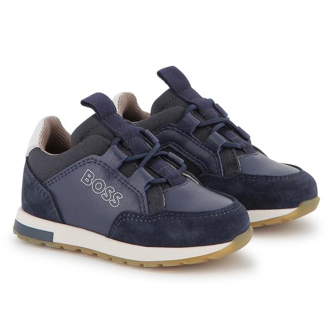 Picture of BOSS Toddler Boys Easy On Logo Trainers - Navy Blue