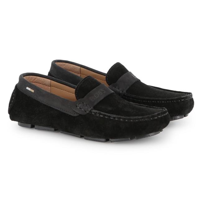 Picture of BOSS Boys Suede & Leather Moccasin Loafer - Black