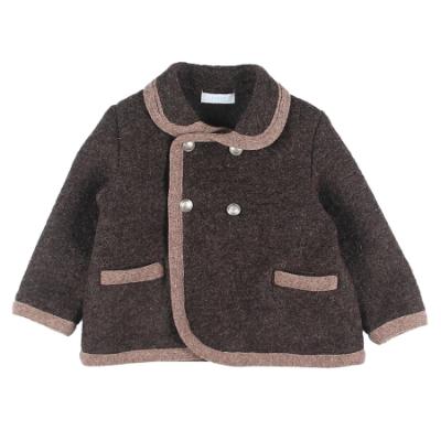 Picture of Foque Boys Double Breasted Wool Coat - Brown
