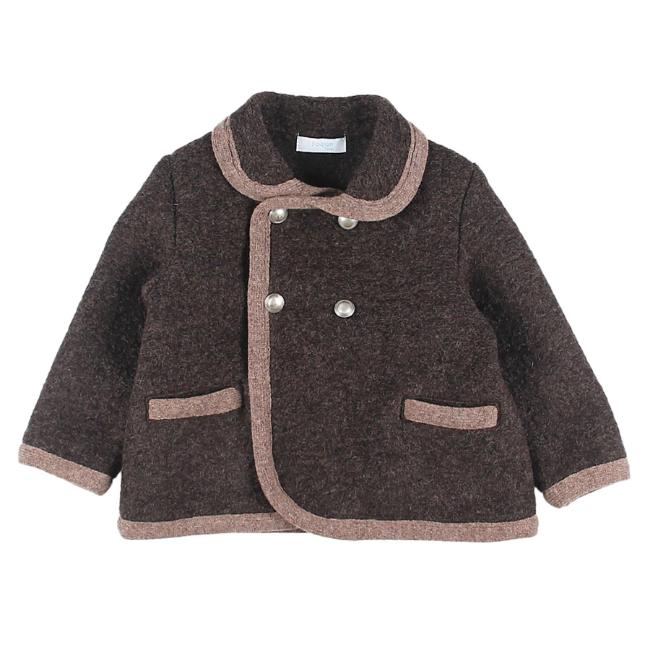 Picture of Foque Boys Double Breasted Wool Coat - Brown