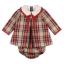 Picture of Foque Girls Check Dress & Panties Set  - Brown Beige