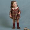 Picture of Foque Girls Check Dress & Panties Set Set - Brown Beige