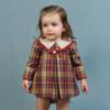 Picture of Foque Girls Check Dress & Panties Set Set - Brown Beige