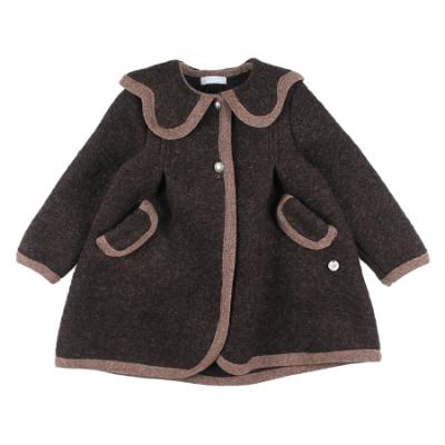 Picture of Foque Girls Petal Collar Wool Coat - Brown