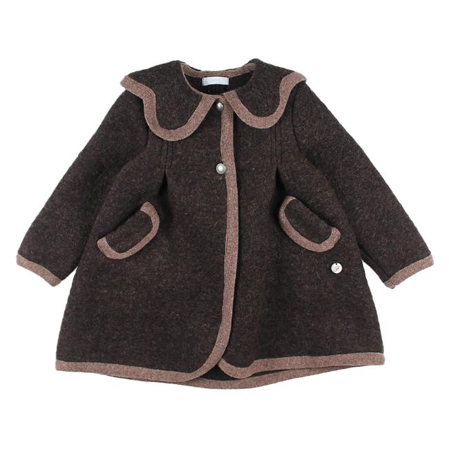 Picture of Foque Girls Petal Collar Wool Coat - Brown